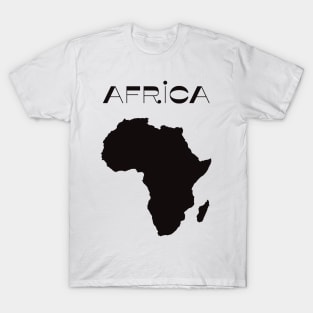 Black Map of Africa 70s Style T-Shirt